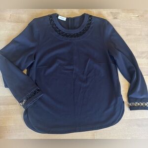 Akris Punto black 3/4 viscose shirt with metal detail